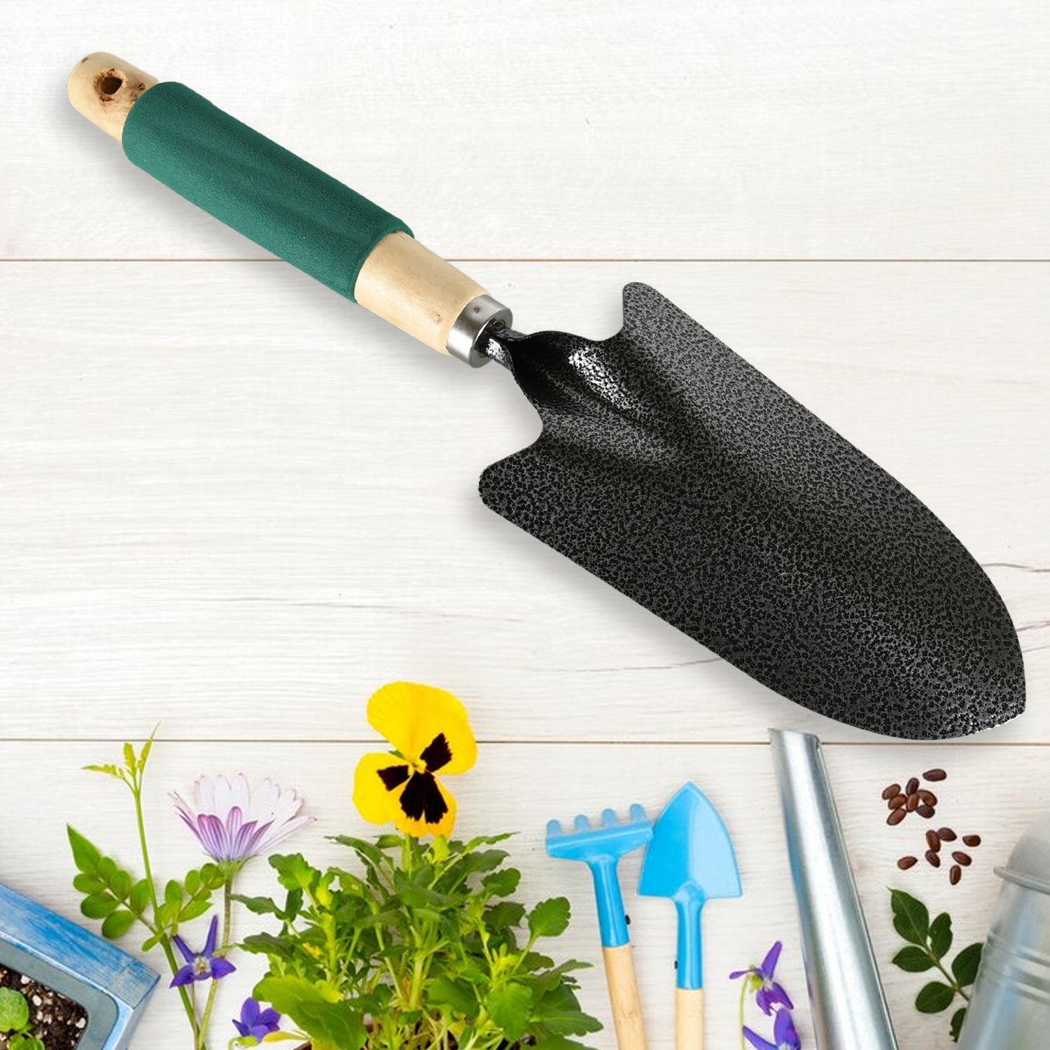 7593 Gardening Tools - Hand Cultivator Trowel Heavy Duty With Ergonomic Wooden Handle For Transplanting And Digging (3 Pcs Set)