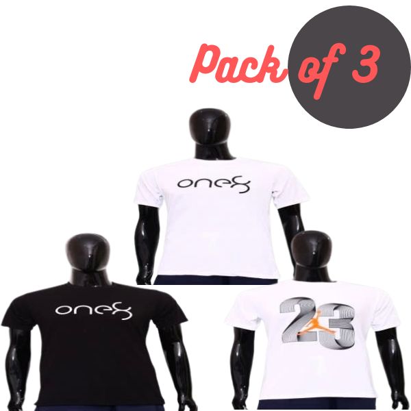 Men's Round Neck Printed T Shirt In Polycotton (Pack of 3)