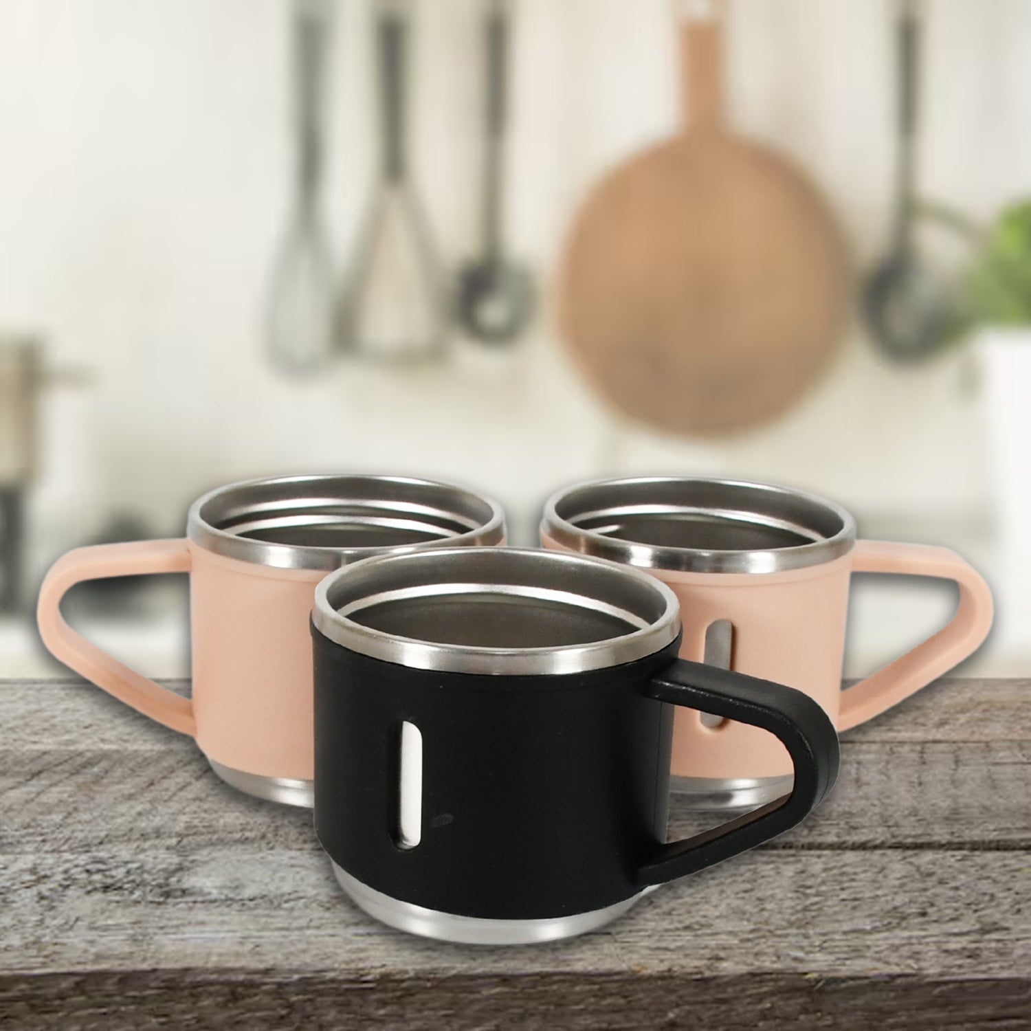 Stainless Steel Vacuum Coffee  Tea Cup Tea Mug Hot Insulated Double Wall Stainless Steel Coffee And Milk Cup With Handle Easy To Carry Coffee Cup (3 Pc)