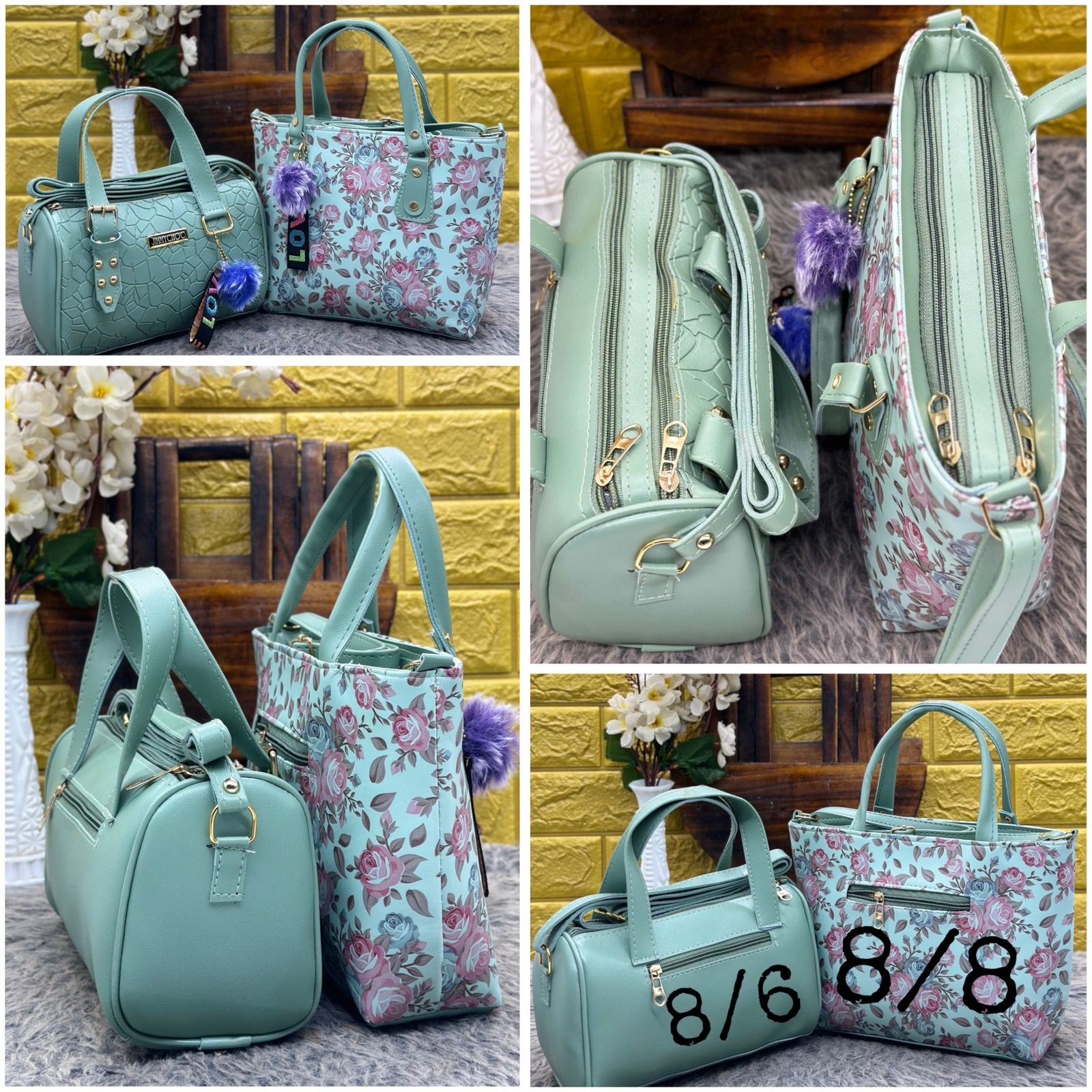 Handbag Combo for Women - Flower Print & Sling Bags (Set of 2)