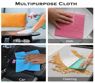 Cellulose Sponge Wipes Kitchen Cleaning Reusable and Washable (Pack of 5)