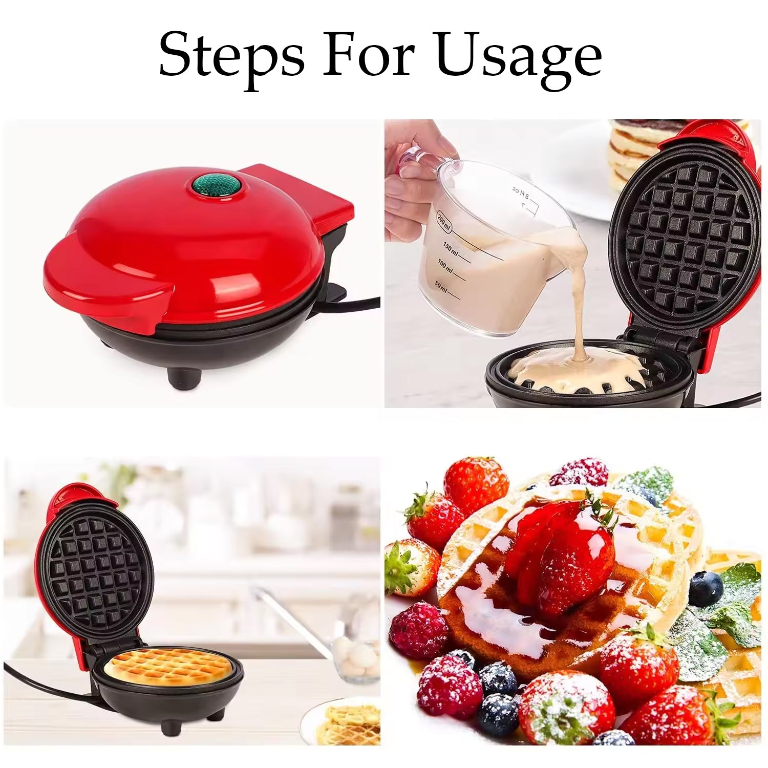 Mini Waffle Maker Machine Waffle Iron Home Appliances Kitchen Gift Easy To Clean On-stick Surfaces Perfect Breakfast Dessert Sandwich Pan Cakes Paninis Other Snacks Machine