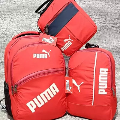 Puma Backpack 3 Pcs Combo - New Look, Stylish Backpacks for Men & Women persian red