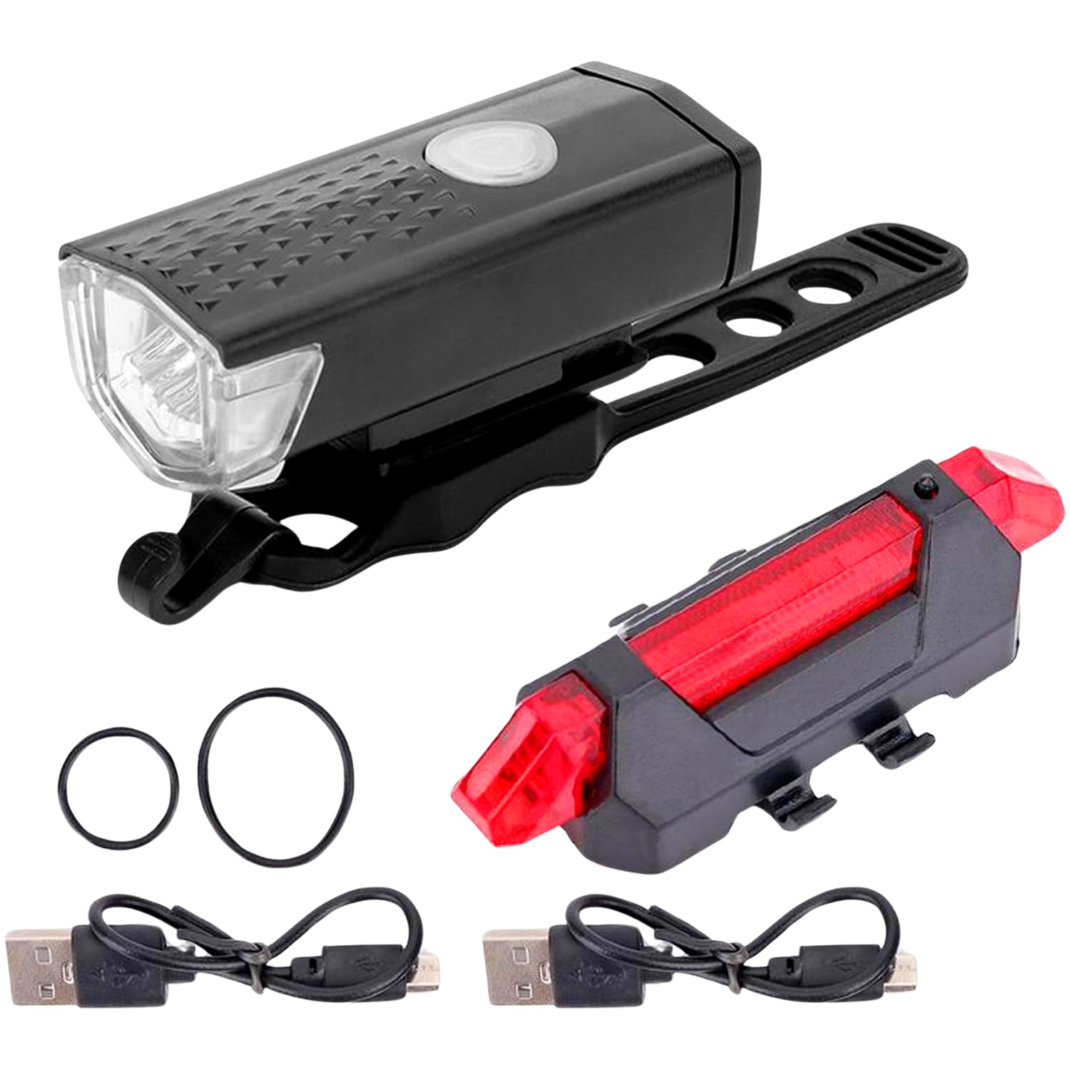 Combo Of Bicycle Led Usb Rechargeable Head Light And Tail Light (2 Pc Set)