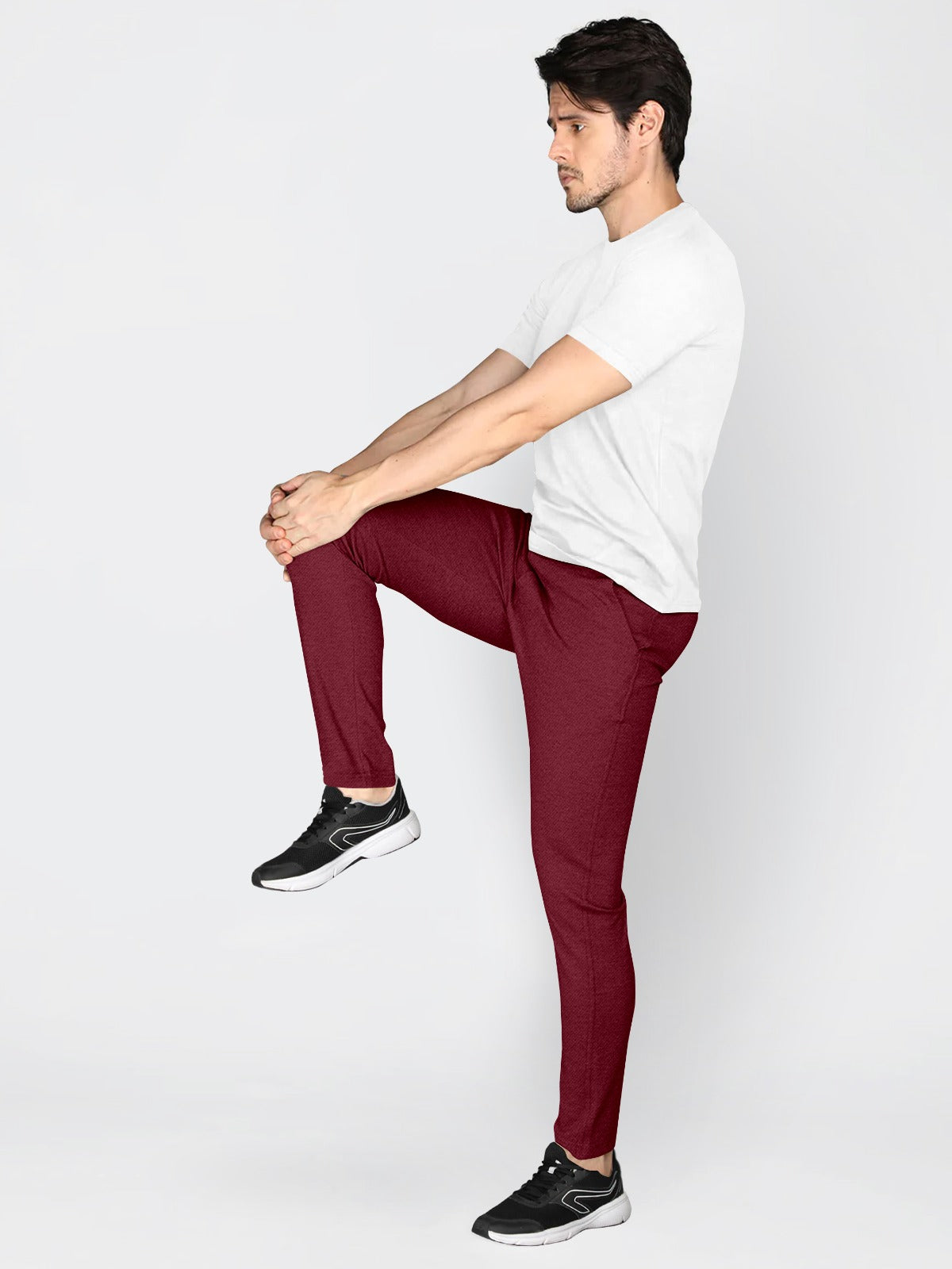 Classic Men's Regular Fit Cotton Blend Trousers for Comfortable and Stylish ( Maroon )