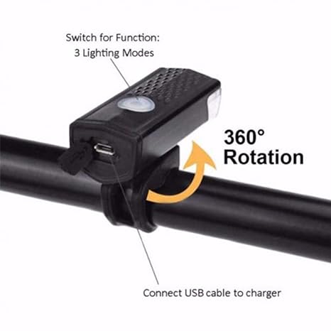 Bicycle Light, USB LED Rechargeable MTB Road Bike Front Headlight Lamp Flashlight