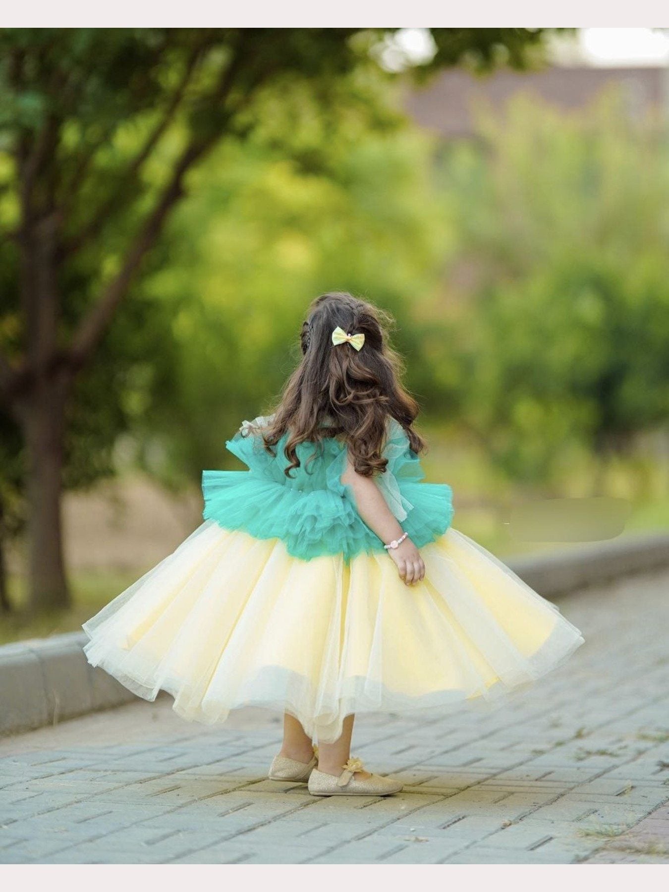 Kids Floral Ruffle Dress - Heavy Net with Soft Cotton Inner