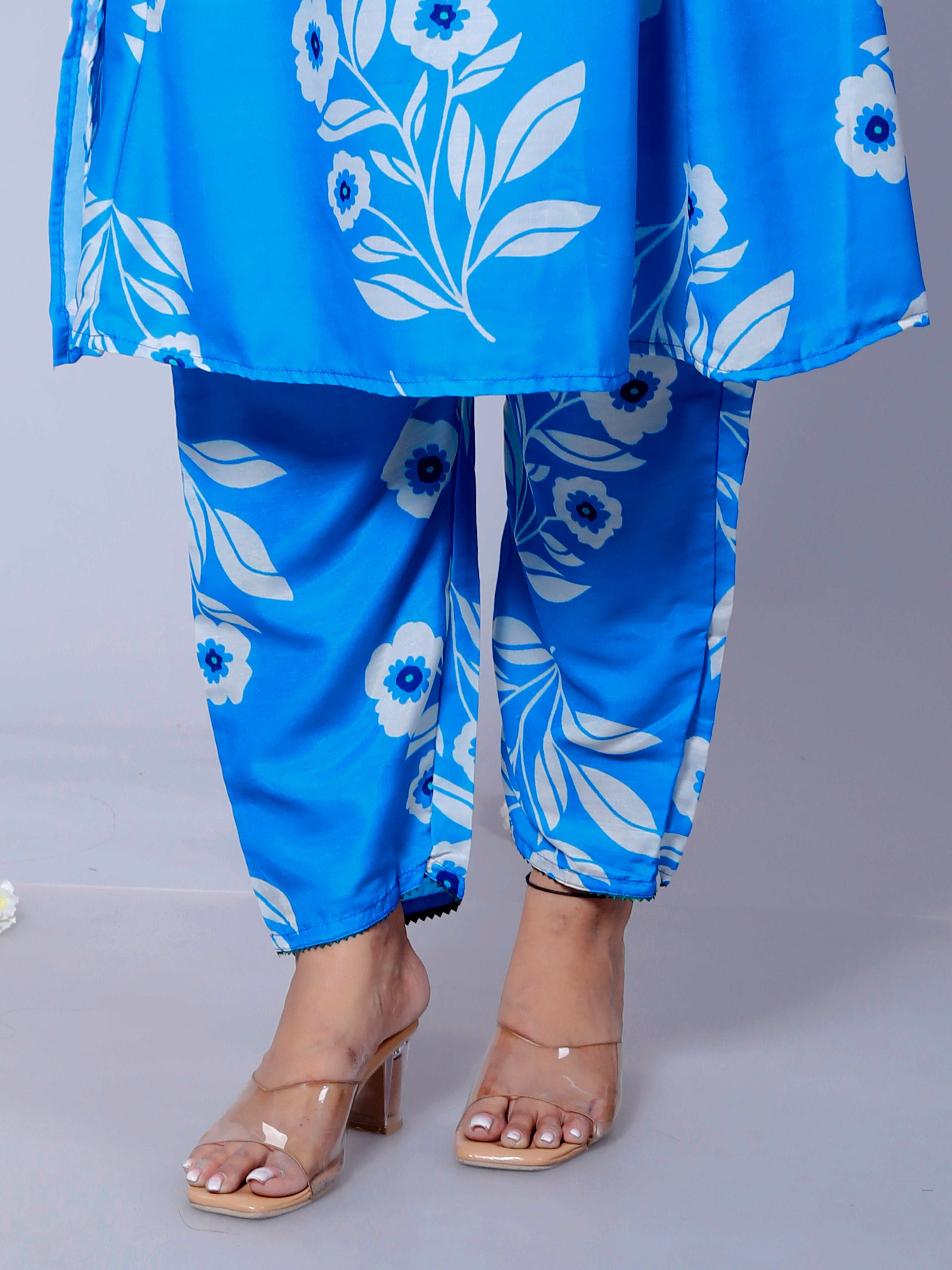 Blue Printed Muslin Cotton Co-ord Set D6022 – Stylish & Comfortable