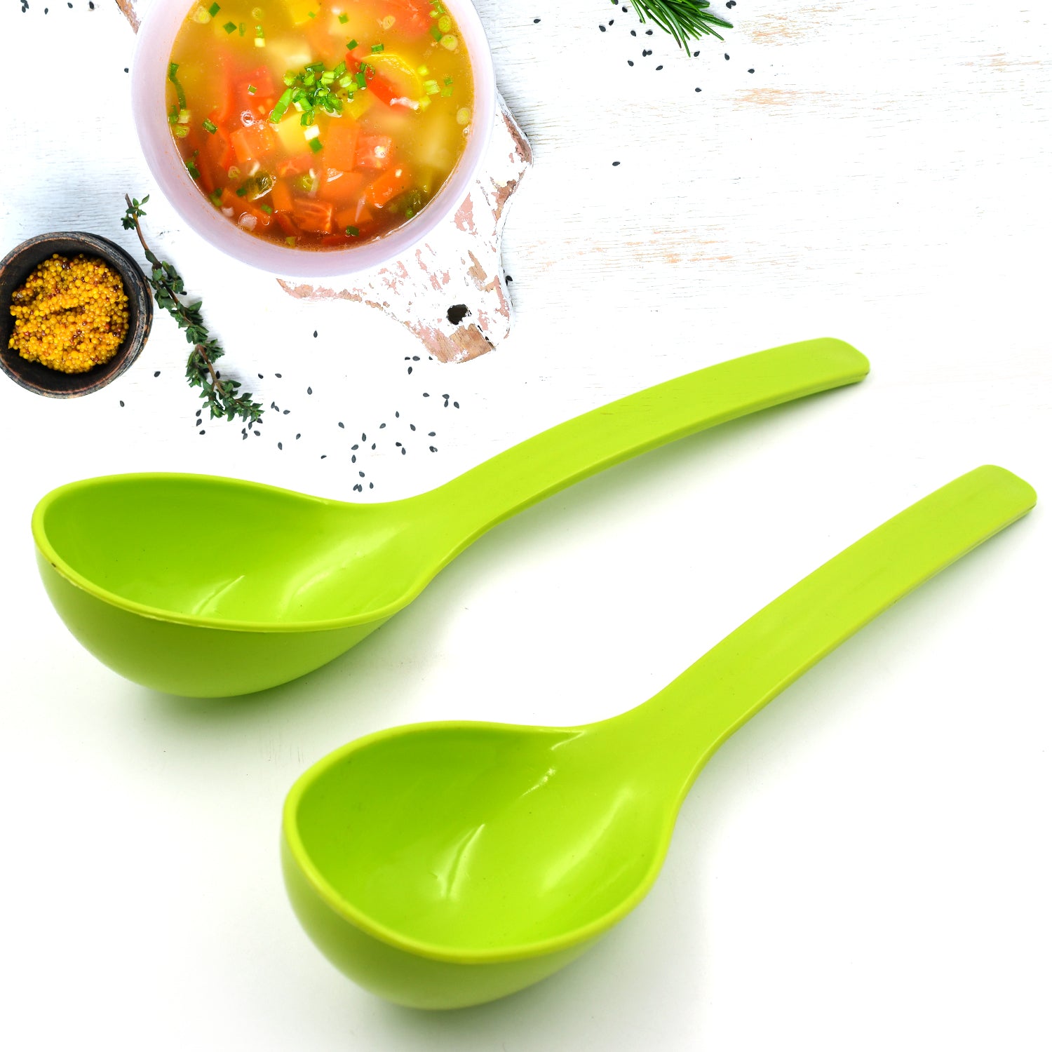 5724 Plastic Spoon Kitchen Multipurpose Serving Ladle For Frying Serving Turner Curry Ladle Serving Rice Spoon Used While Eating And Serving Food Stuffs Etc (2 Pcs Set 10 Inch )