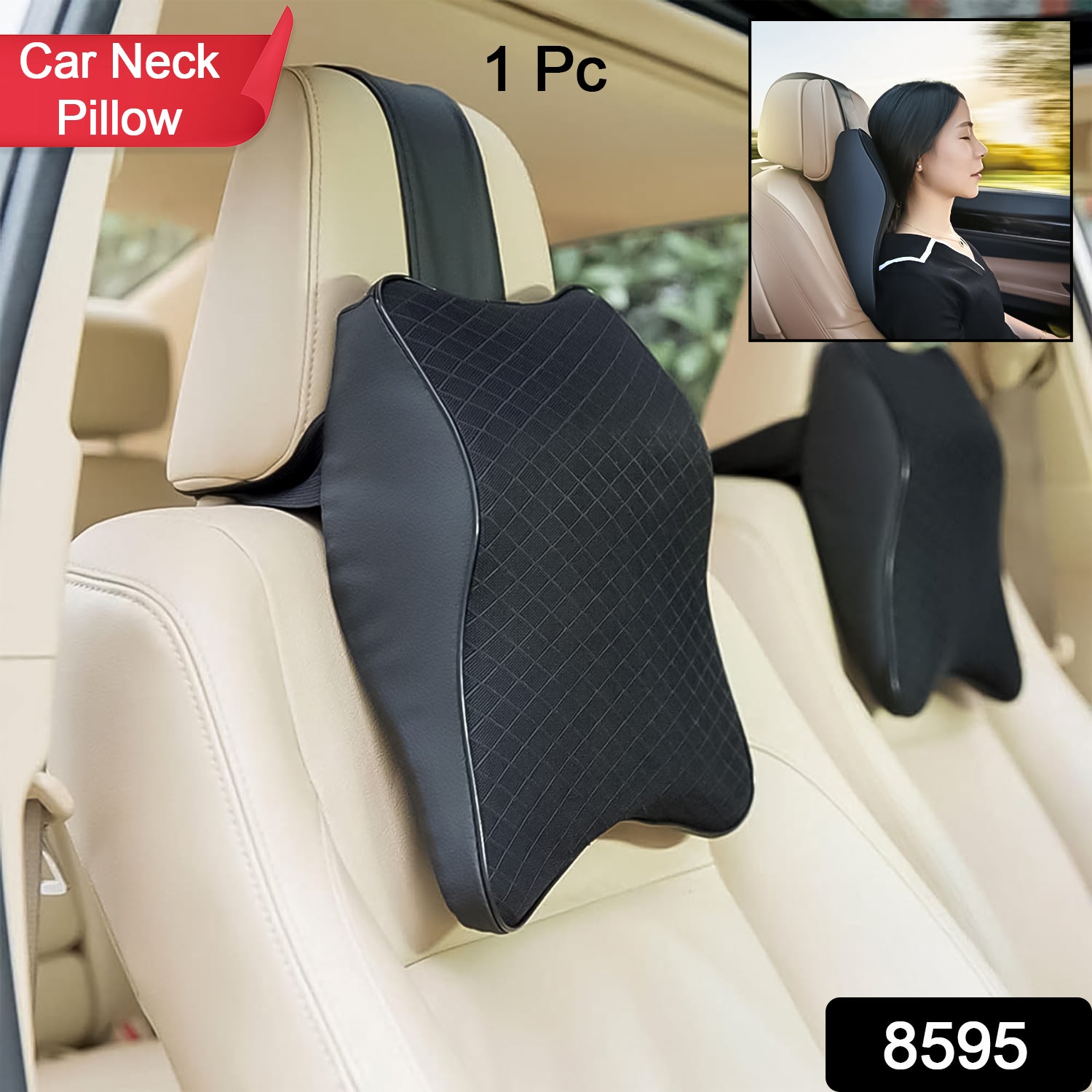 8595 Car Neck Pillow Car Neck Headrest Pillow Memory Foam Car Accessories Cushion Car Seat Head Support Neck Protector Car Seat Neck Pillowfor Driving (1 Pc)