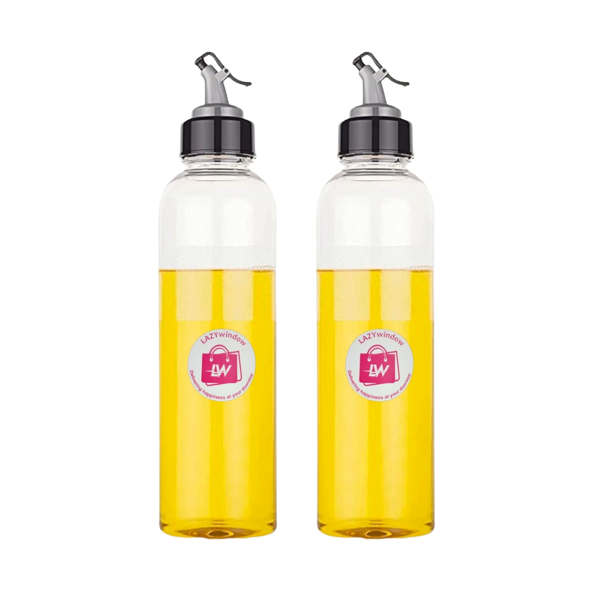 Pack of 2 Oil Dispenser 1000ml Leak Proof Crystal Clear Transparent Unbreakable Plastic Bottle for Cooking, Easy Flow Pourer, Dispenser