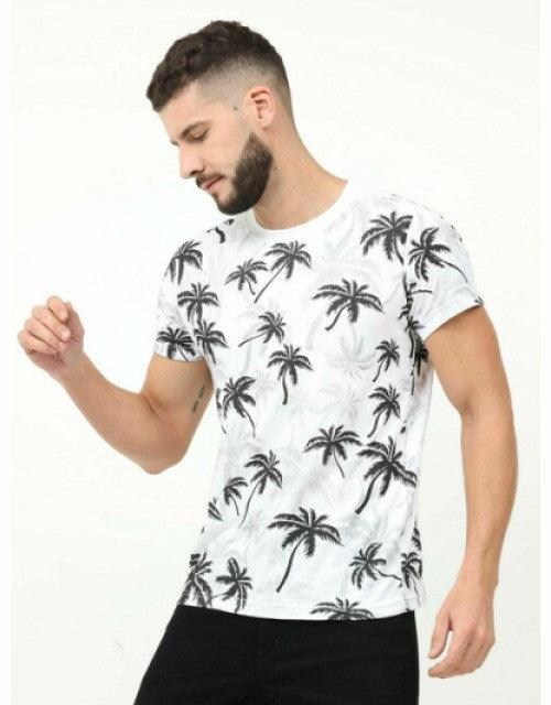 Men Aop Tree White Graphic All Over Printed Cotton Men