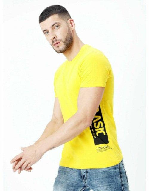 Men Basic Yellow Graphic Printed Cotton Men