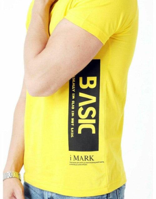 Men Basic Yellow Graphic Printed Cotton Men