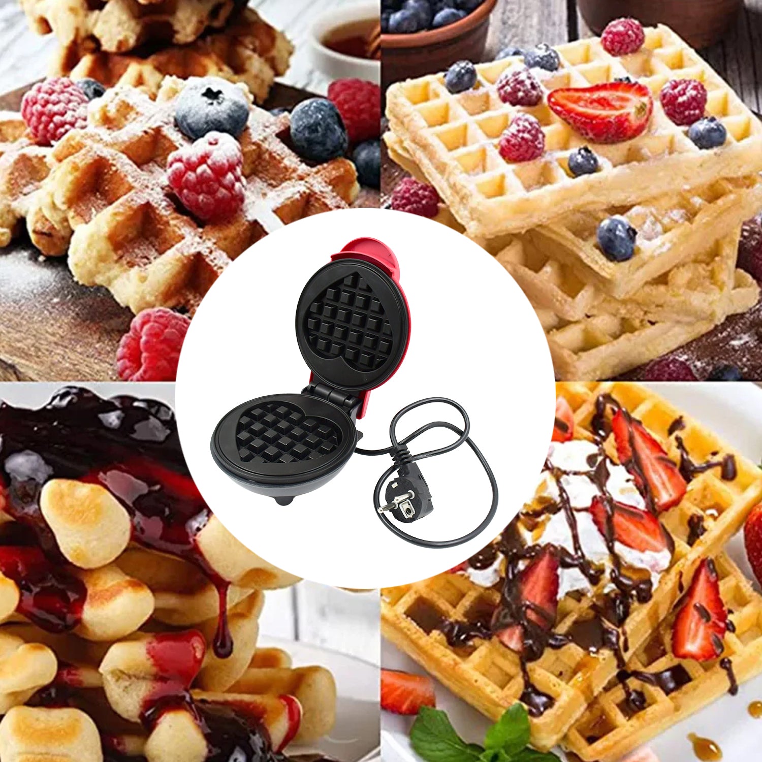 Mini Waffle Maker Machine Waffle Iron Home Appliances Kitchen Gift Easy To Clean On-stick Surfaces Perfect Breakfast Dessert Sandwich Pan Cakes Paninis  Other Snacks Machine