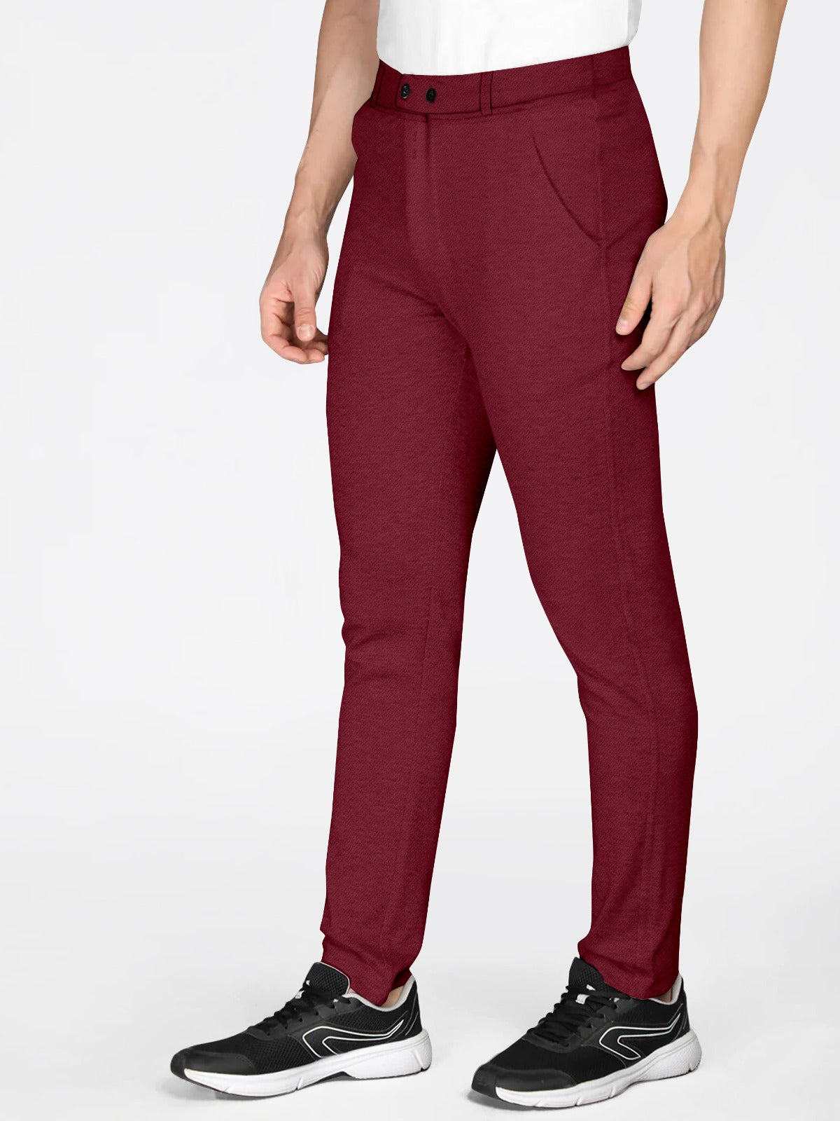 Classic Men's Regular Fit Cotton Blend Trousers for Comfortable and Stylish ( Maroon )