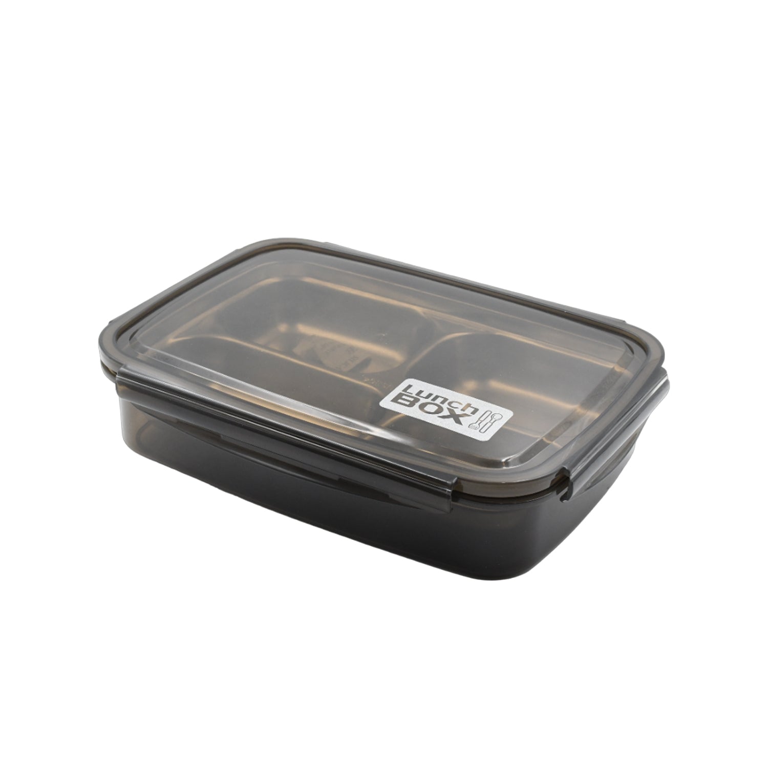 2979a Black Transparent 4 Compartment Lunch Box For Kids And Adults Stainless Steel Lunch Box With 4 Compartments For Office Travel School Home