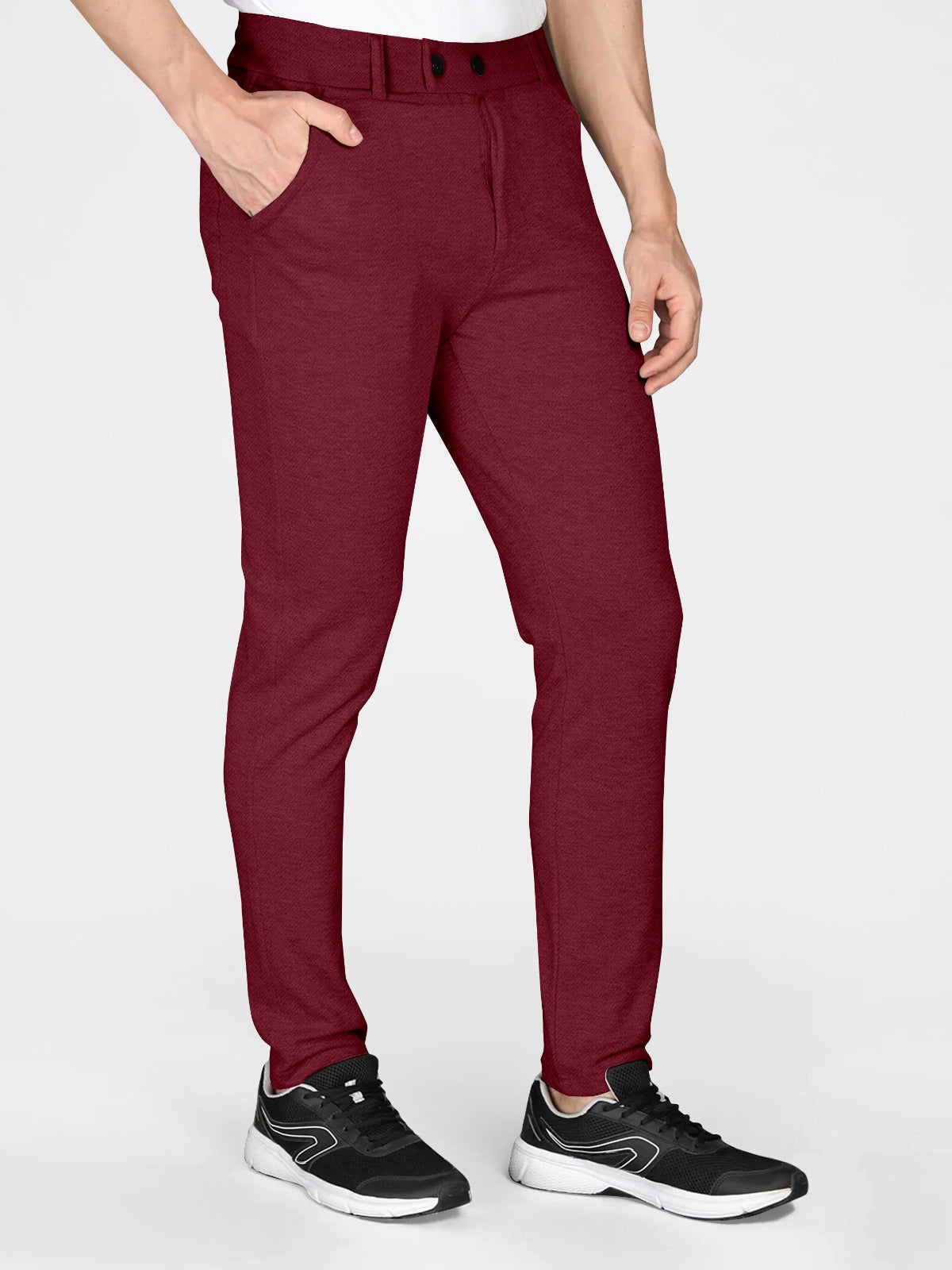 Classic Men's Regular Fit Cotton Blend Trousers for Comfortable and Stylish ( Maroon )