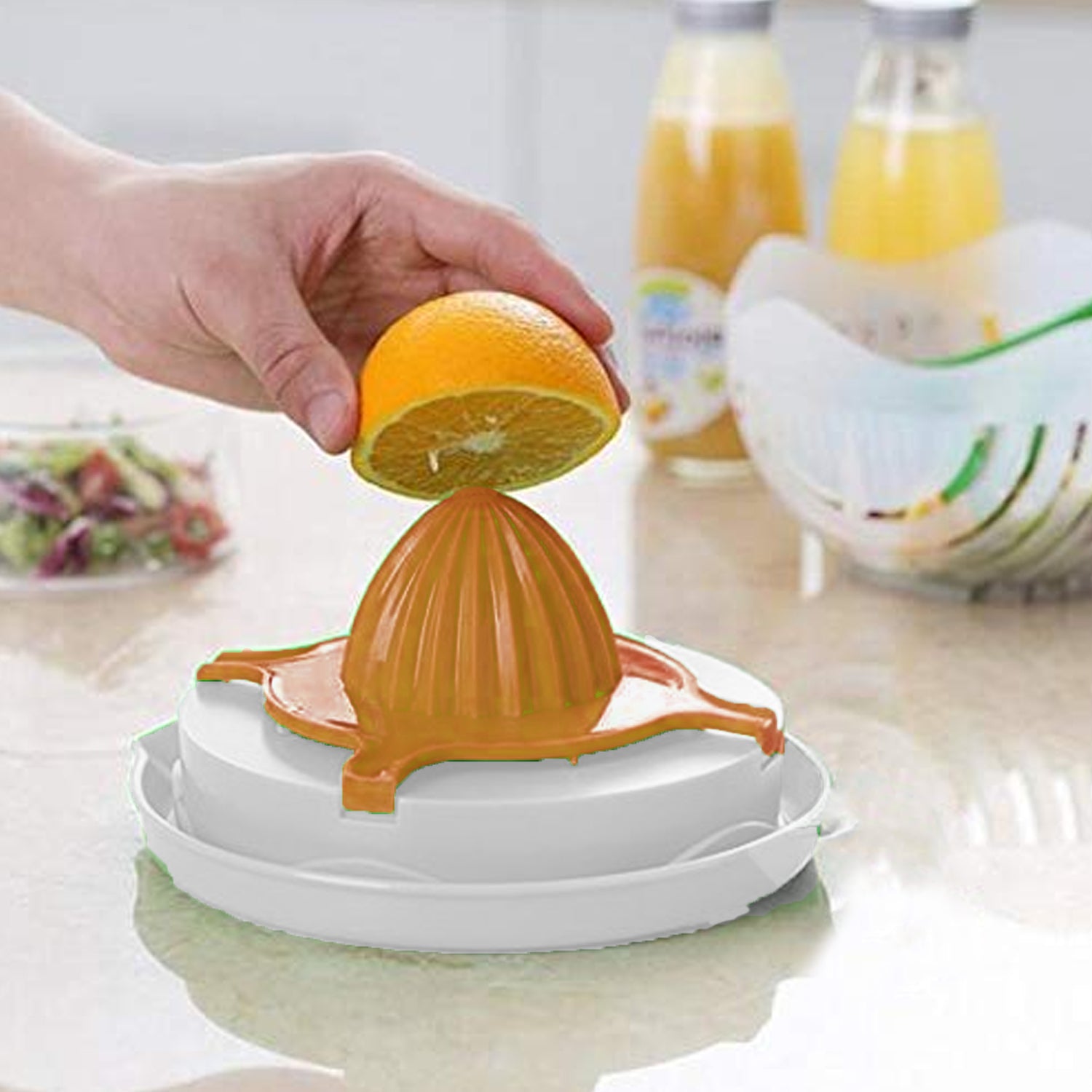 2 In 1 Salad Cutter Bowl With Lemon Squeezer Citrus Juicer (1 Pc)