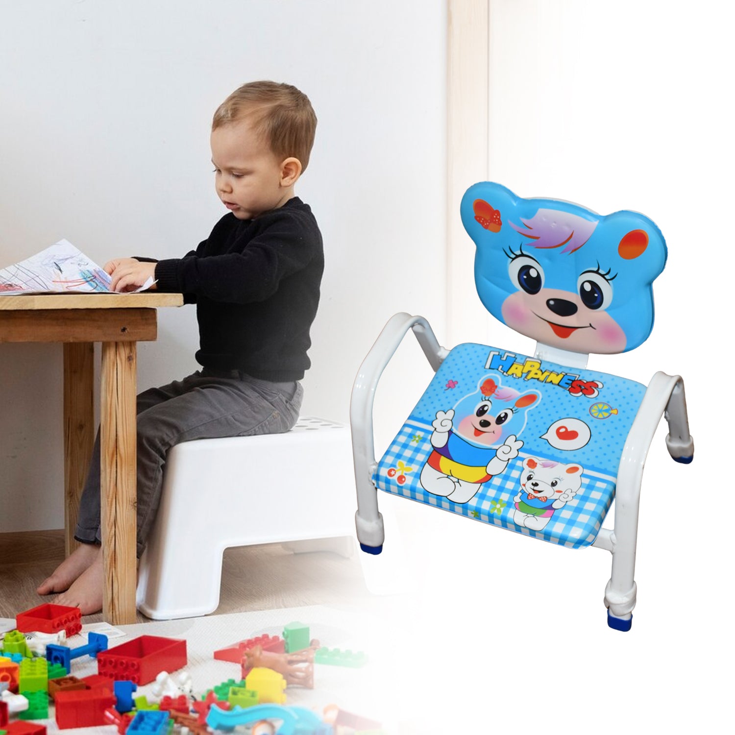 Cartoon Baby Chair Strong Steel Cushion  Comfortable Baby Chair High Quality Chair (1 Pc)