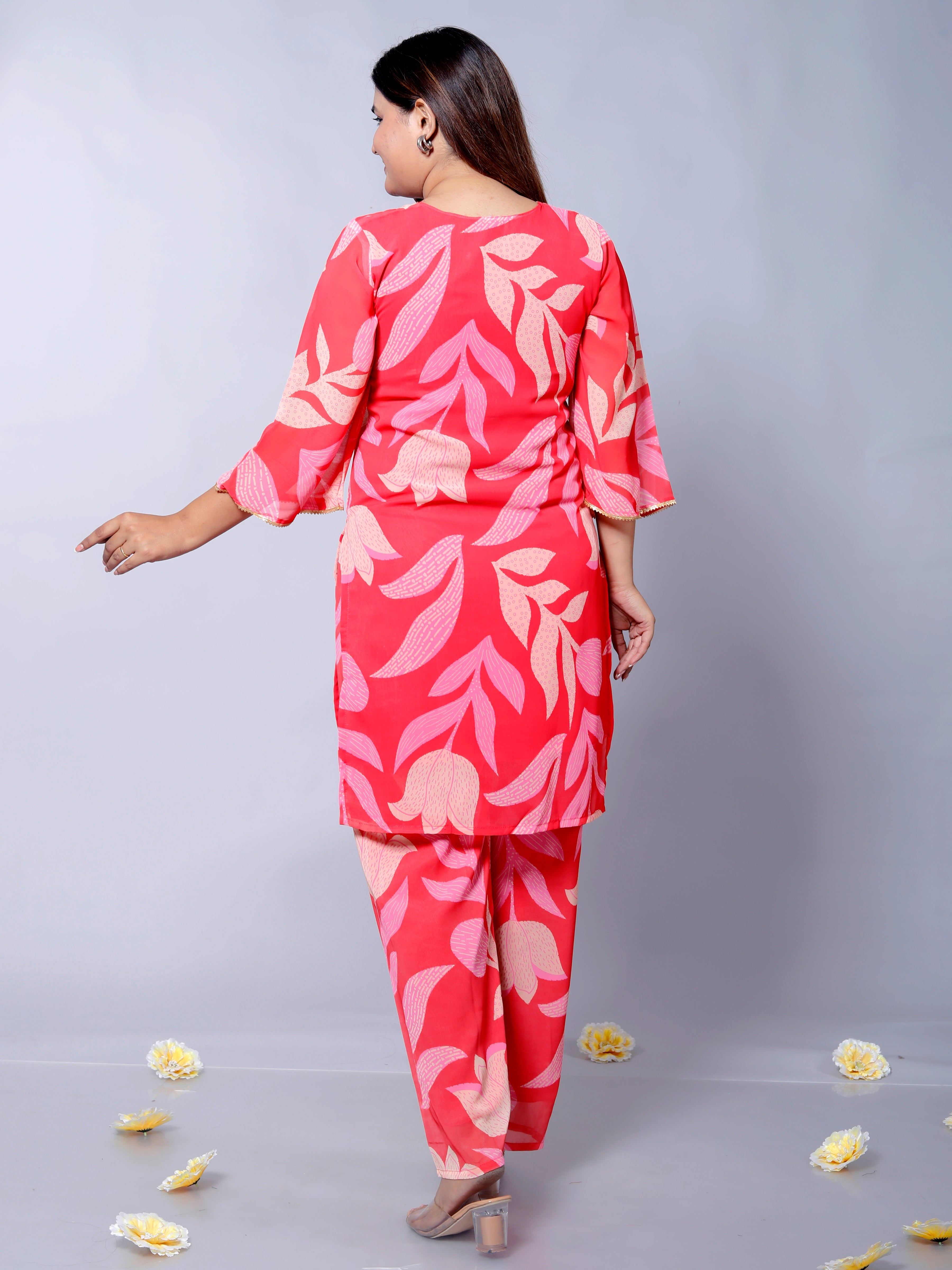 Women's Trendy Georgette Printed Co-Ord Set D6000 – Stylish & Comfortable