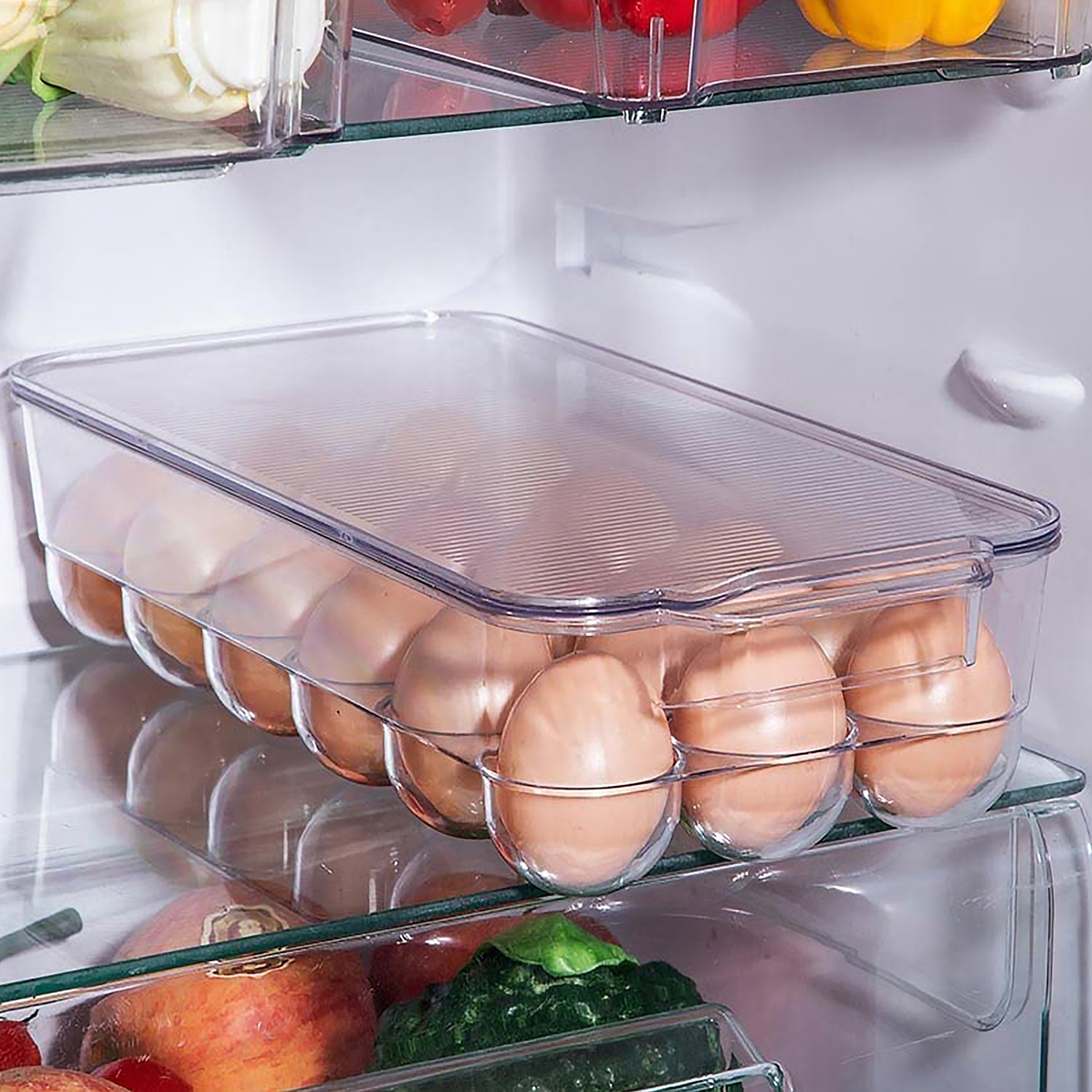 Plastic 18 Cavity Egg Storage Box Or Egg Trays For Refrigerator With Lid  Handles High Quality Rectangular Egg Tray Box For 18 Egg (1 Pc)