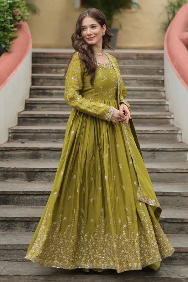 Parrot Green Sharara Suit with Sequins Embroidery - TrendBuy