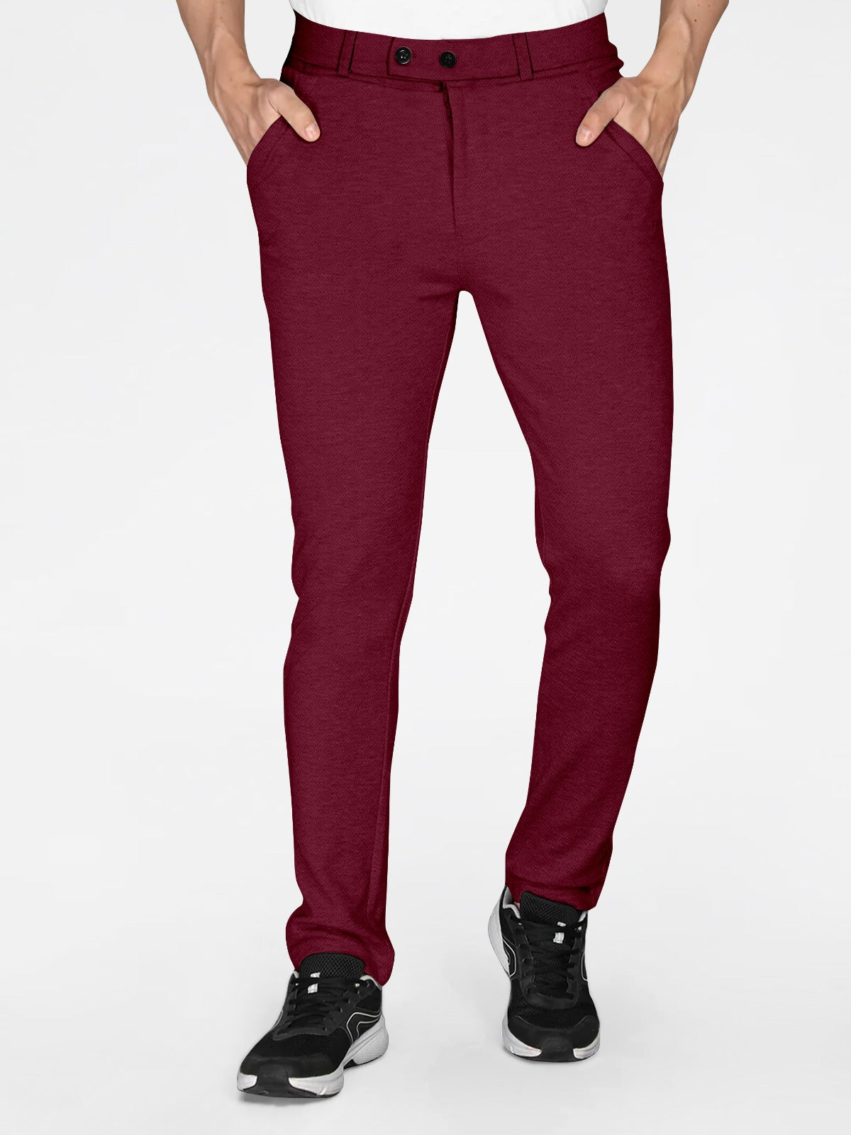 Classic Men's Regular Fit Cotton Blend Trousers for Comfortable and Stylish ( Maroon )