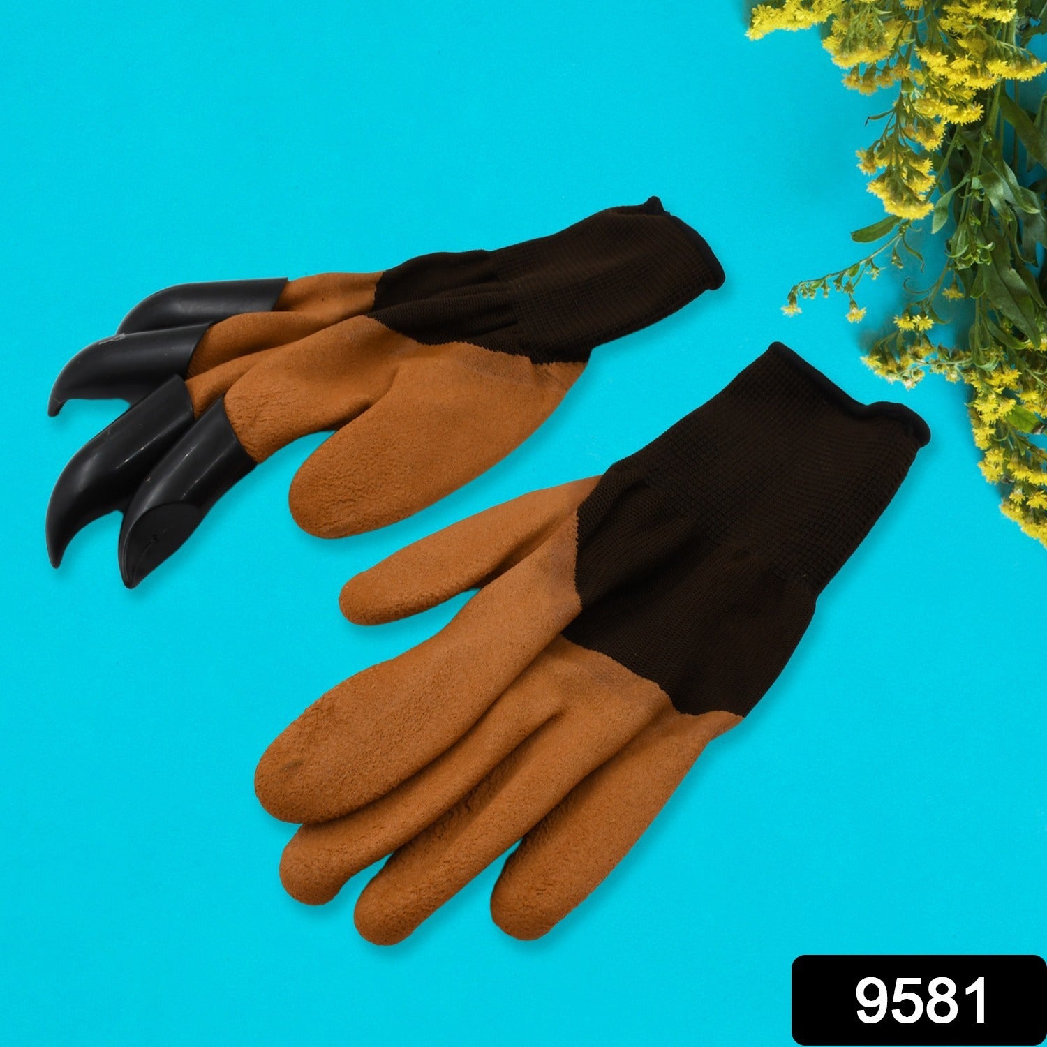 Garden Farming Gloves With Hand Fingertips Plastic Claws (1 Pair)