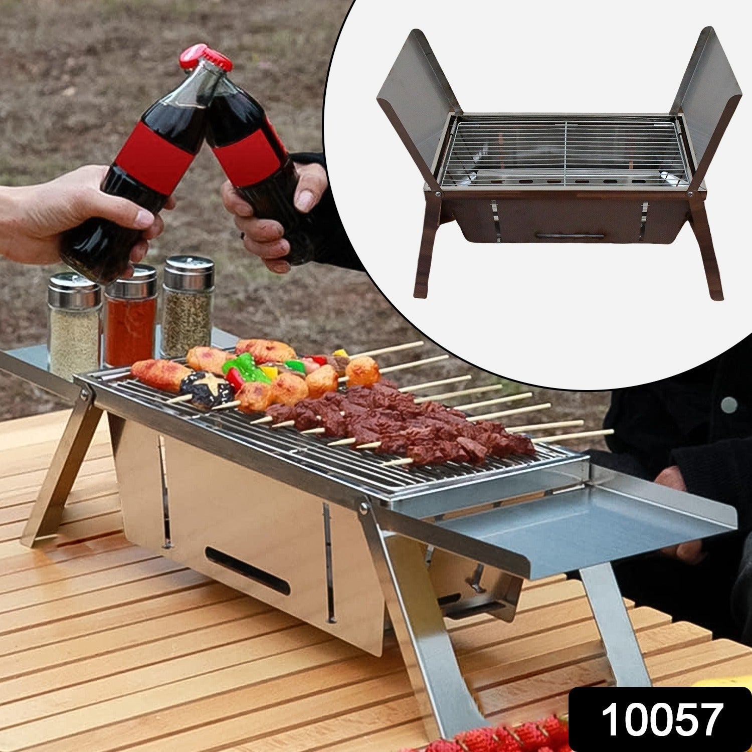 Portable Bbq  Barbecue Grill Stainless Steel Folding Charcoal Grill (1 Set  Net Weight  2207 Gm)