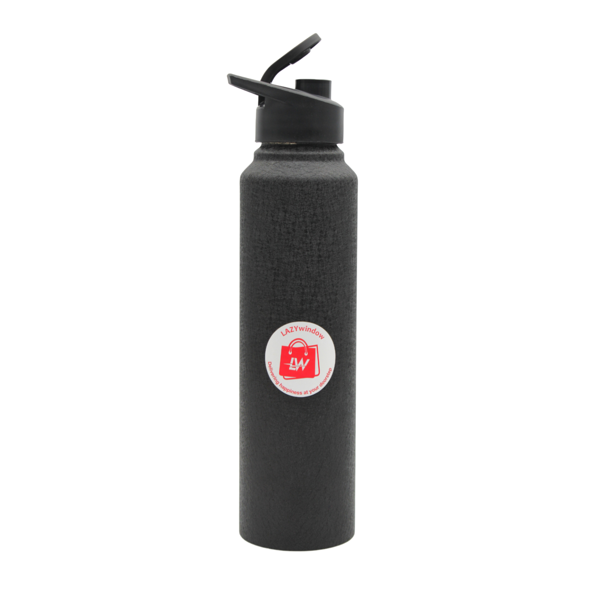 Stainless Steel Fridge Water Bottle / Refrigerator Bottle / Thunder with Sipper Cap ( Pack of 1, Black Colour, 1000 ml )