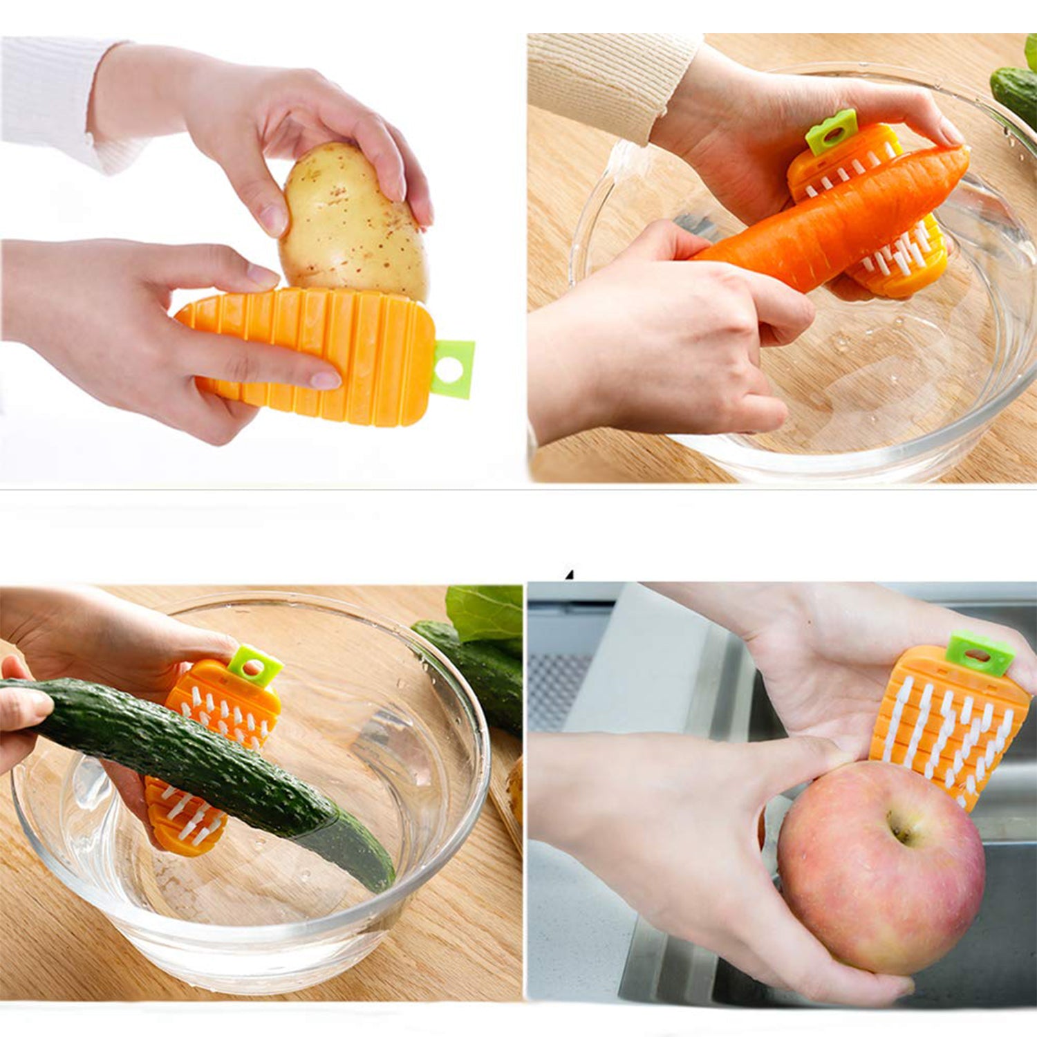 2909 Vegetable Scrubbing Brush Vegetable Scrubber Nontoxic Fruit Brush Carrot Shape Vegetable Brush For Potato For Vegetable