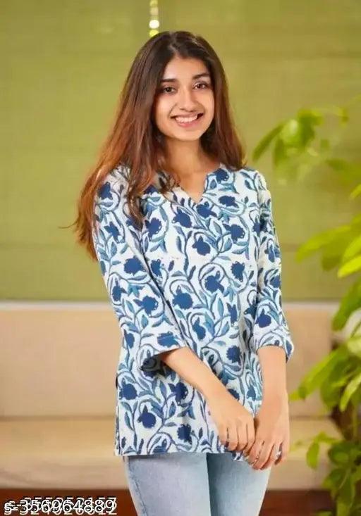 Women  Printed Stylized SHORT Kurti - TREND BUY