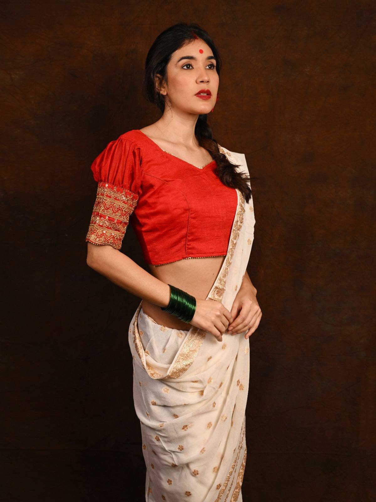 Viscose Georgette Saree with Embroidered Silk Blouse