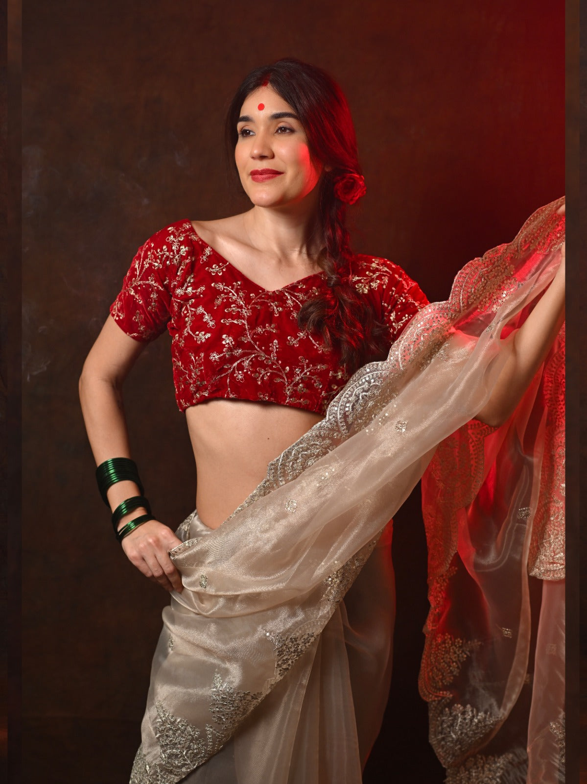 Tissue Organza Saree with Intricate Embroidered Work – Perfect for Festive Occasions S2010