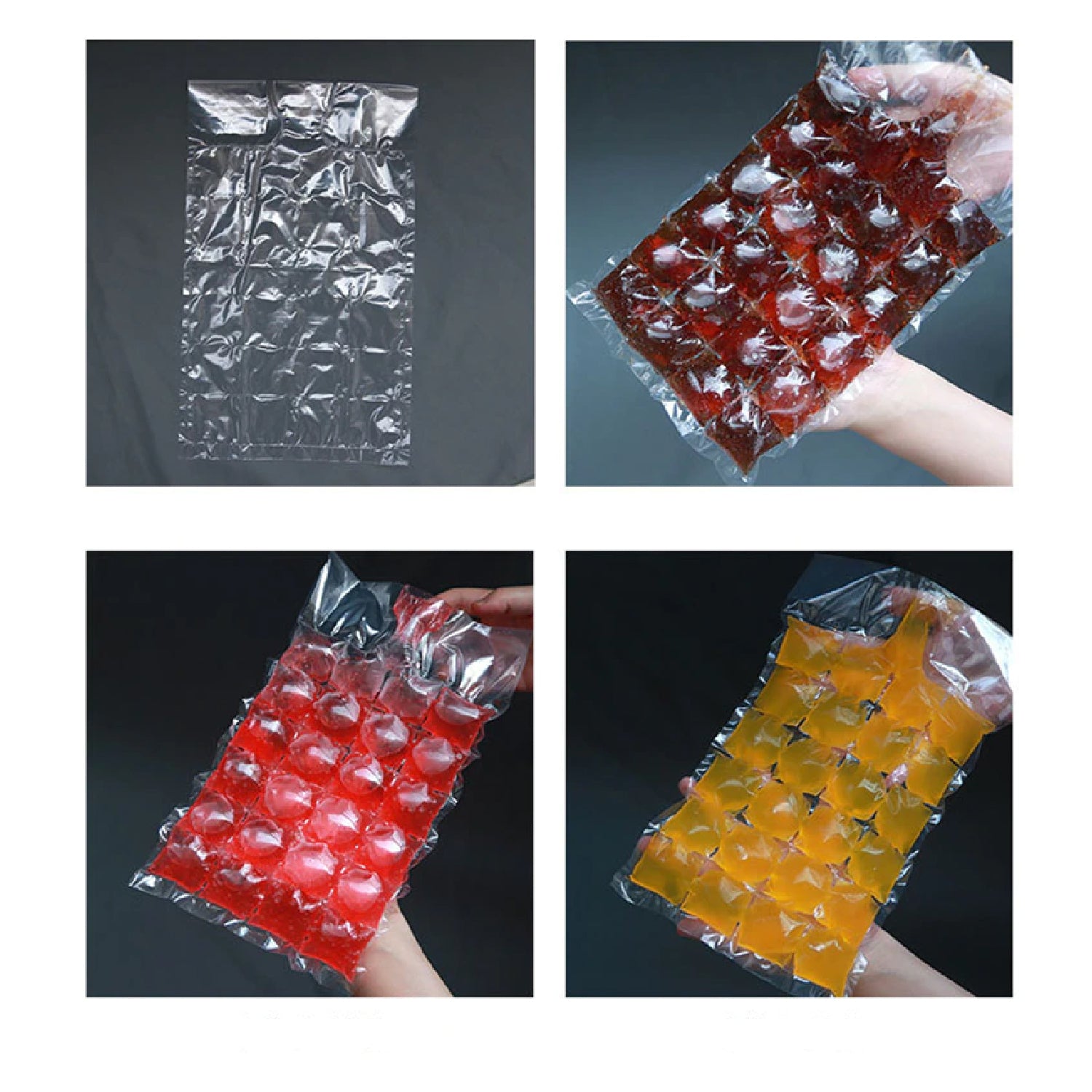 2905 Disposable Ice Cube Bags Stackable Easy Release Ice Cube Mold Trays Self-seal Freezing Makercold Ice Pack Cooler Bag For Cocktail Food Wine