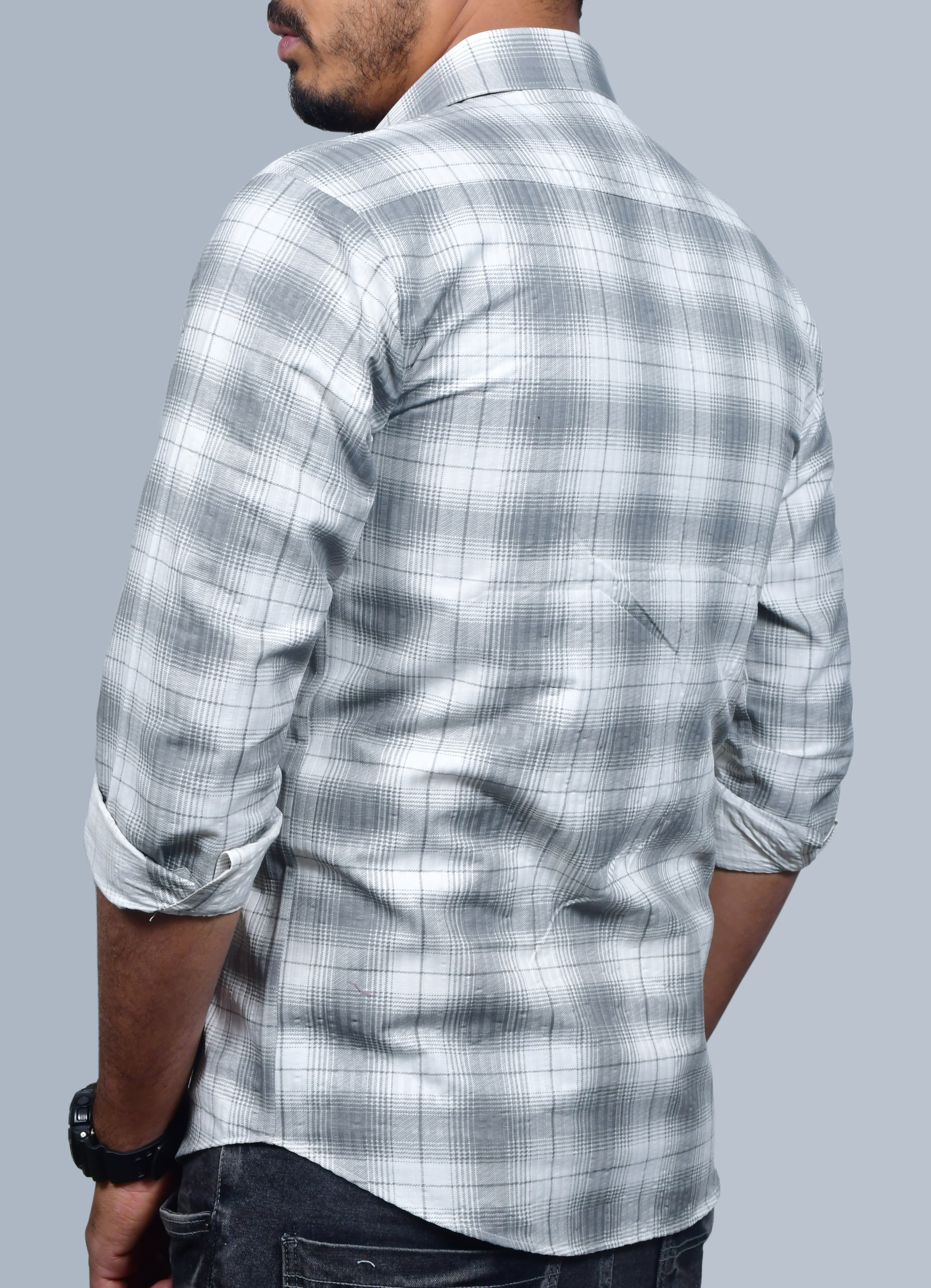 Men Slim Fit Checkered Cut Away Collar Casual Shirt (Without pocket - Pack of 3)