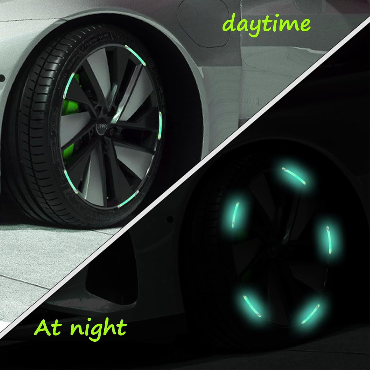 Car Wheel Hub Reflective Car Stickers Night Warning Stickers (20 Pcs Set Multicolored)