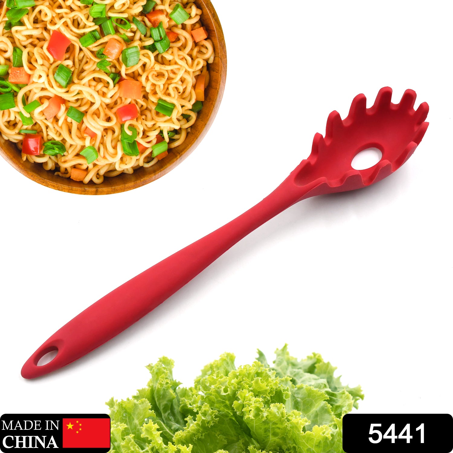 5441 Pasta Fork Silicone Cookware Spaghetti Strainer Server Spoon No Hurt The Pot High Temperature Resistant Nonslip.