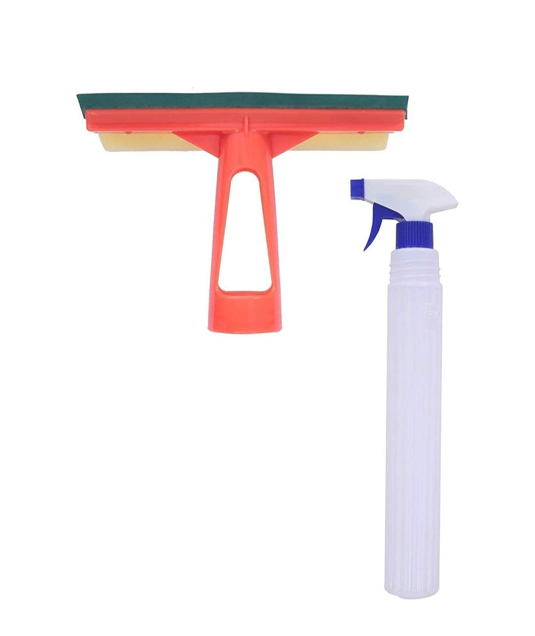 Multi-Purpose Glass Cleaning Wiper Dual Side Blade Rubber & Sponge with Handle (Multicolor)