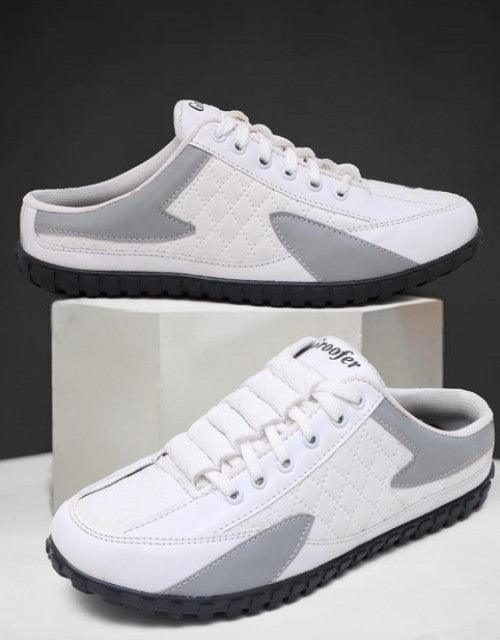 White color block lace up sneakers