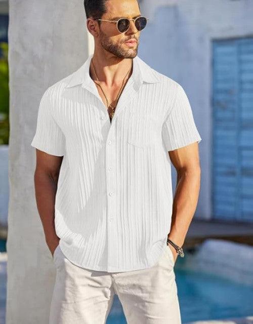 White Popcorn Half Sleeves Shirt for Men (SIZE- M,L,XL)