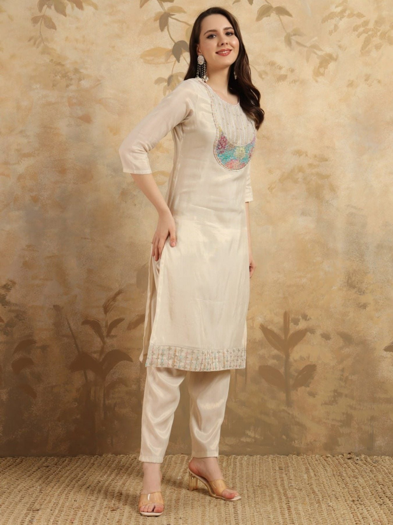 Women’s Embroidery Simar Kurti With Pant & Dupatta Set