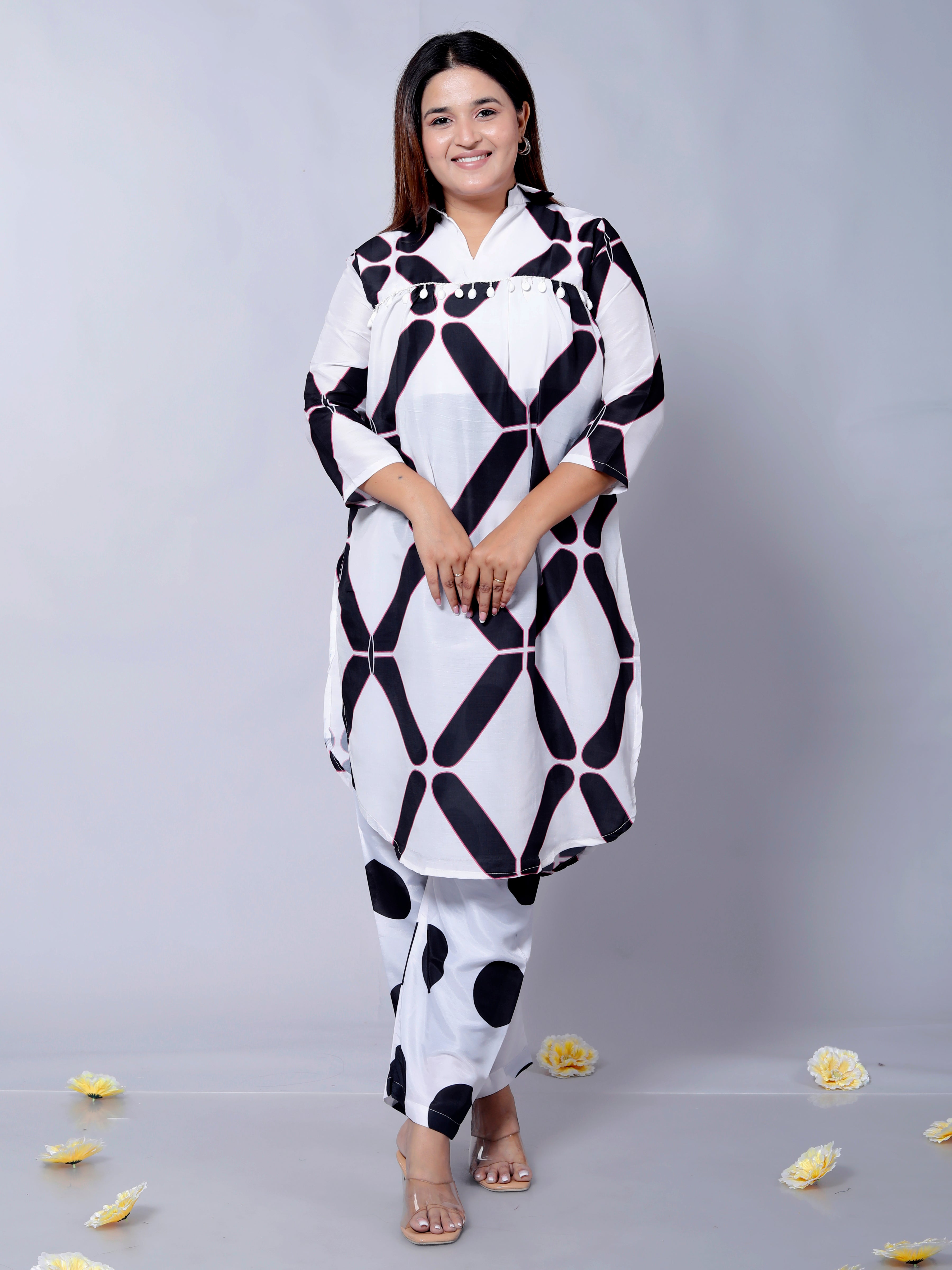 Elegant Clamp Printed Co-Ord Set D01196 – Stylish Two-Piece Muslin Cotton Outfit