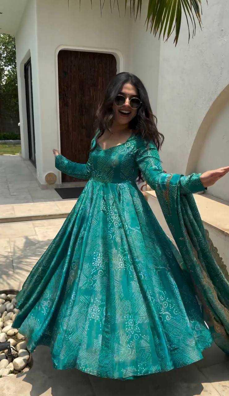 PRINTED ANARKALI PARTY WEAR LONG DIWALI COLLECTIONS GOWNS