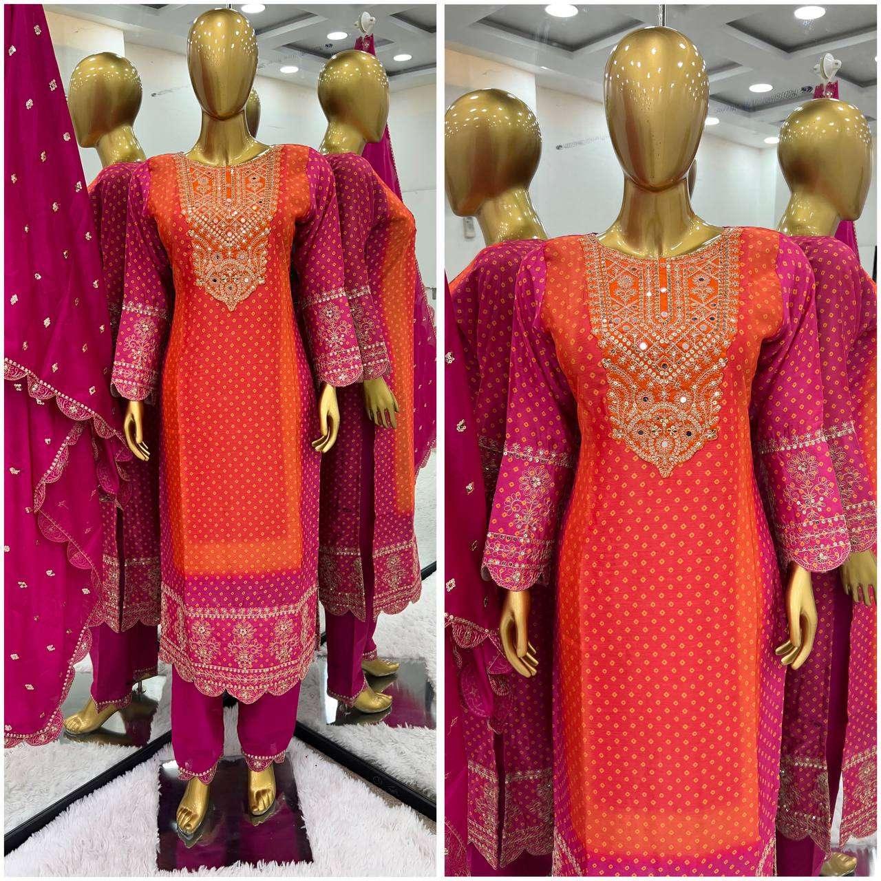 PRINTED EMBROIDERED LADIES PARTY WEAR WEDDING SUITS