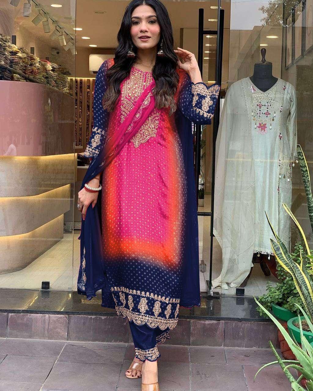 PRINTED EMBROIDERED LADIES PARTY WEAR WEDDING SUITS