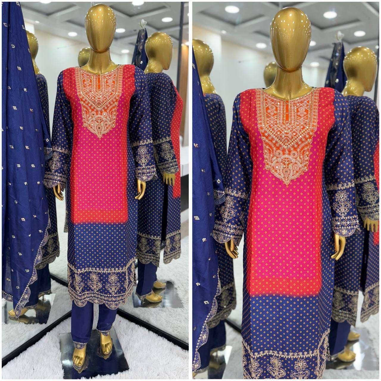 PRINTED EMBROIDERED LADIES PARTY WEAR WEDDING SUITS