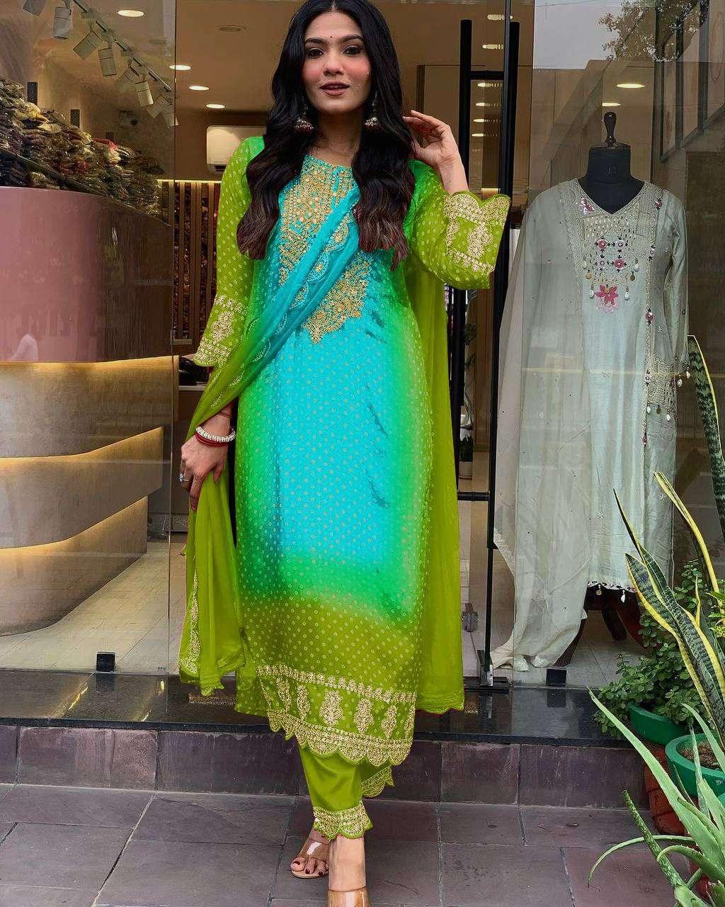 PRINTED EMBROIDERED LADIES PARTY WEAR WEDDING SUITS