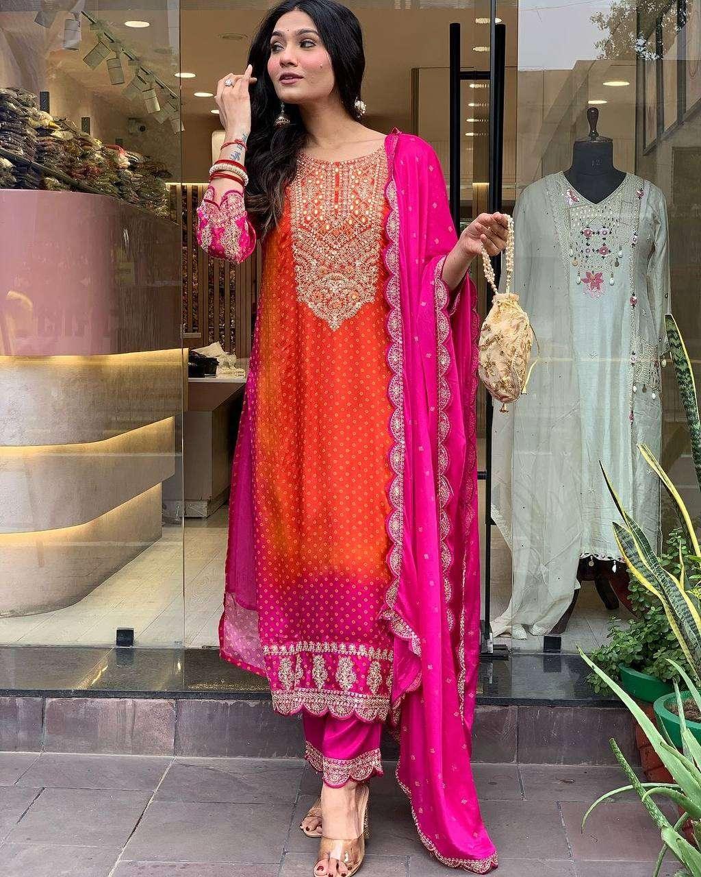 PRINTED EMBROIDERED LADIES PARTY WEAR WEDDING SUITS